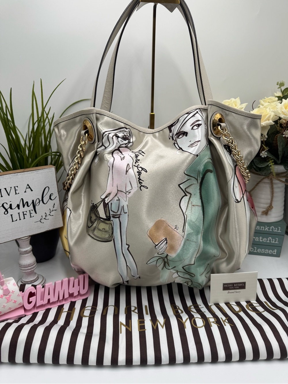 Henri Bende RARE Izak Zenou Fashion Girls Satin Hobo Tote Bag Chain Accents